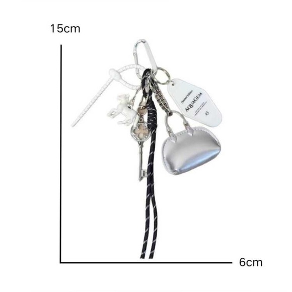 1pc Simple Silver Baby Keychain; 1pc Laser Small Horse Keychain Pendant Y2K - Picture 7 of 7